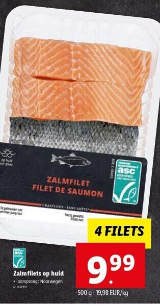 Lidl Zalmfilets op huid aanbieding