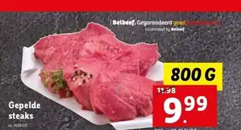 Lidl Gepelde steaks 800g aanbieding