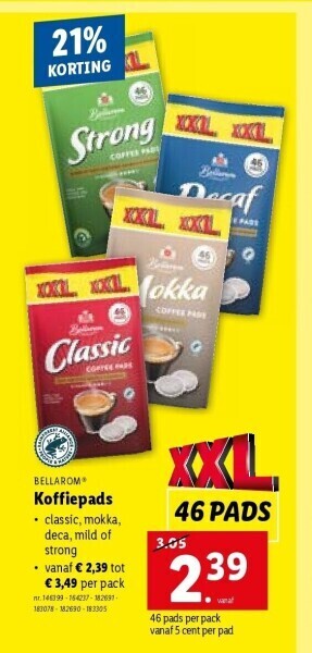 Lidl BELLAROM Koffiepads 46pads aanbieding