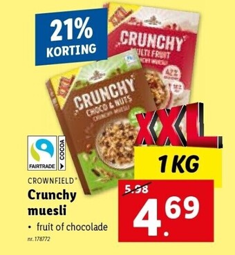 Lidl CROWNFIELDⓇ Crunchy muesli aanbieding