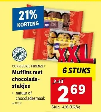 Lidl CONFISERIE FIRENZE Muffins met chocoladestukjes aanbieding