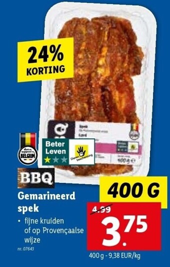 Lidl Gemarineerd spek 400g aanbieding