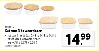 Lidl ERNESTO Set van 3 bewaardozen aanbieding