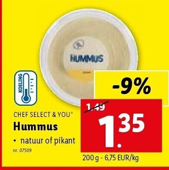 Lidl CHEF SELECT & YOU Hummus aanbieding