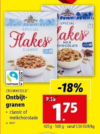 Lidl CROWNFIELD Ontbijtgranen aanbieding