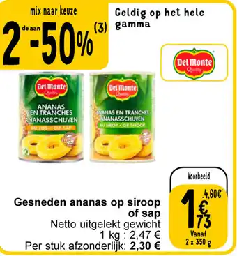 Cora Gesneden ananas op siroop of sap aanbieding