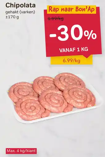 Bon Ap Chipolata gehakt (varken) +170 g aanbieding