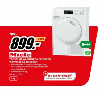 MediaMarkt Miele TCC 570 WP WASH2DRY & ECOSPEED Warmtepomp droogkast aanbieding