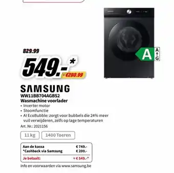MediaMarkt SAMSUNG WW11BB704AGBS2 Wasmachine voorlader aanbieding