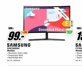 MediaMarkt SAMSUNG S24C366EAU Monitor aanbieding
