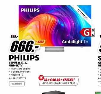 MediaMarkt PHILIPS 55PUS8837/12 UHD 4K TV aanbieding
