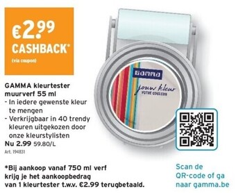 GAMMA Gamma kleurtester muurverf 55 ml aanbieding