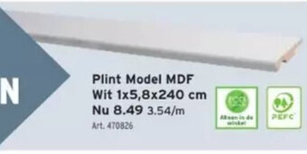 GAMMA Plint Model MDF Wit 1 x 5,8 x 240 cm aanbieding