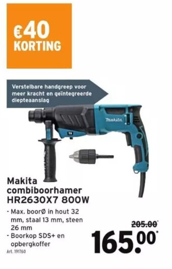 GAMMA Makita combiboorhamer HR2630x7 800W aanbieding