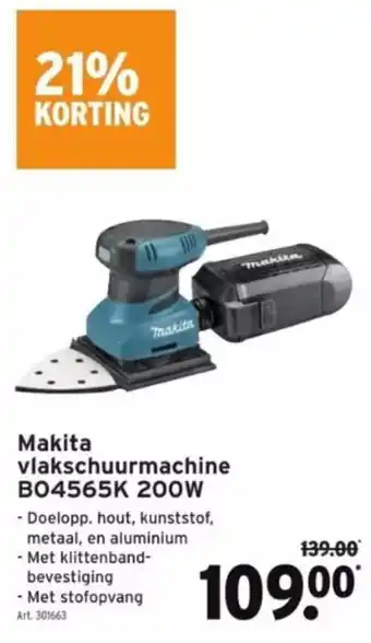 GAMMA Makita vlakschuurmachine BO4565K 200W aanbieding
