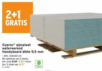GAMMA Gyproc® gipsplaat waterwerend Handyboard dikte 9,5 mm aanbieding