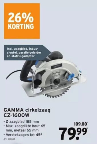 GAMMA Gamma cirkelzaag CZ-1600W aanbieding