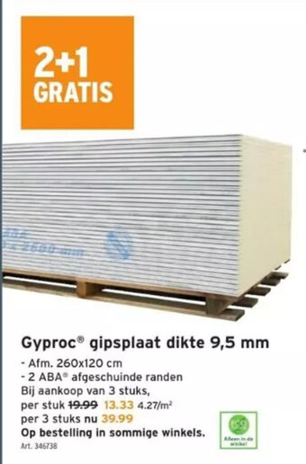 GAMMA Gyproc® gipsplaat dikte 9,5 mm aanbieding