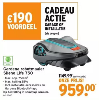 GAMMA Gardena robotmaaier Sileno Life 750 aanbieding