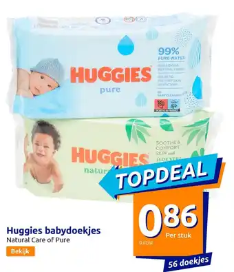 Action Huggies babydoekjes Natural Care of Pure aanbieding