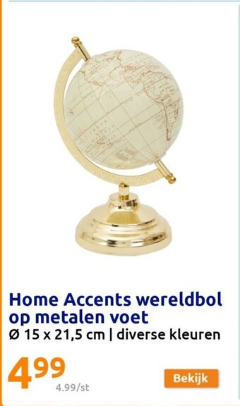 Action Home Accents wereldbol op metalen voet aanbieding