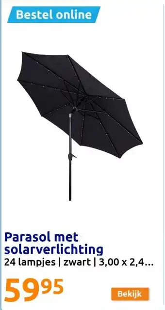 Action Parasol met solarverlichting aanbieding