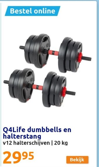 Q4Life dumbbells en halterstang v12 halterschijven | 20 kg