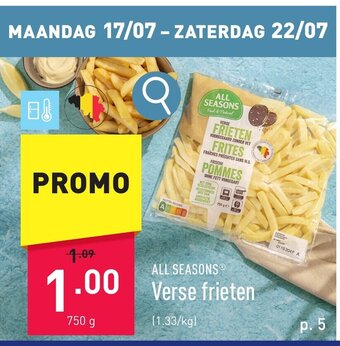 ALDI ALL SEASONS Verse frieten 750g aanbieding