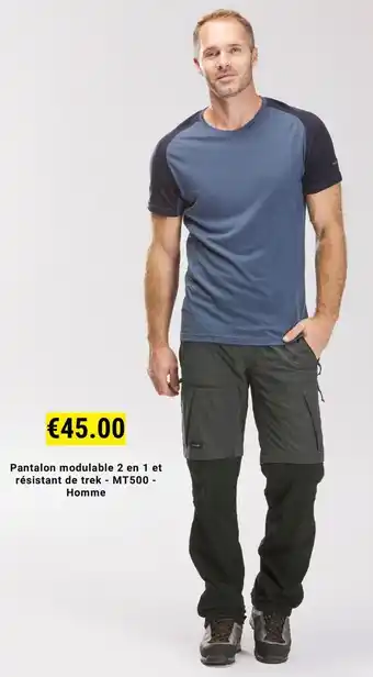 Decathlon Pantalon modulable 2 en 1 et résistant de trek - MT500 - Homme aanbieding