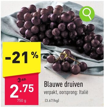 ALDI Blauwe druiven 750 g aanbieding