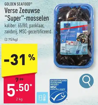 ALDI Verse Zeeuwse "Super"-mosselen kaliber: 65/80, panklaar. zandvrij, MSC-gecertificeerd 2 kg aanbieding