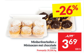 Intermarché Miniberlinerbollen of Minisoezen met chocolade aanbieding