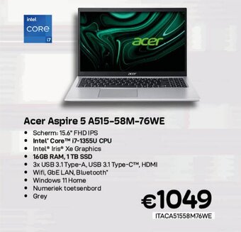 CompuDeals Acer Aspire 5 A515-58M-76WE aanbieding