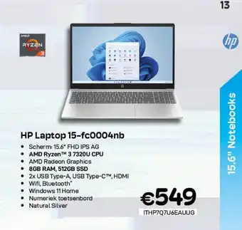 CompuDeals HP Laptop 15-fc0004nb aanbieding