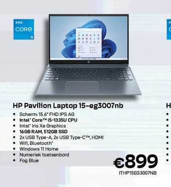 CompuDeals HP Pavilion Laptop 15-eg3008nb aanbieding
