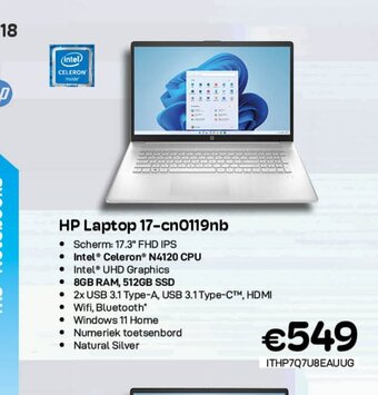 CompuDeals HP Laptop 17-cn0119nb aanbieding