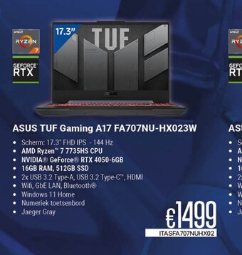 CompuDeals ASUS TUF Gaming A17 FA707NU-HX023W aanbieding