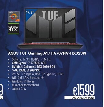 CompuDeals ASUS TUF Gaming A17 FA707NV-HX023W aanbieding