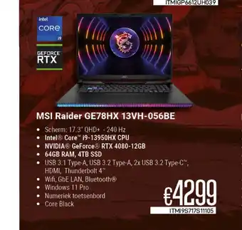 CompuDeals MSI Raider GE78HX 13VH-056BE aanbieding