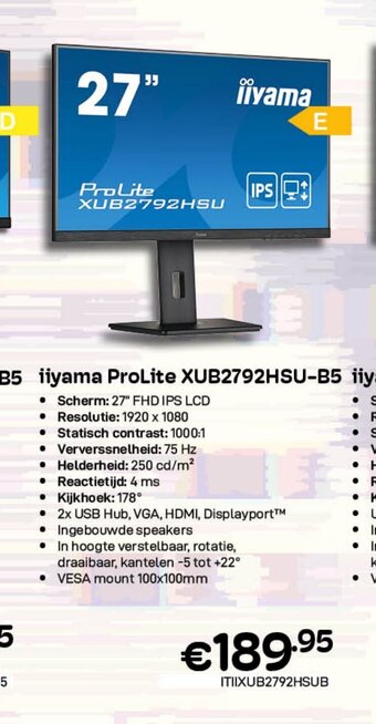 CompuDeals iiyama ProLite XUB2493HS-B5 iiyama ProLite XUB2792HSU-B5 iiyama ProLite XUB2796QSU-B5 aanbieding
