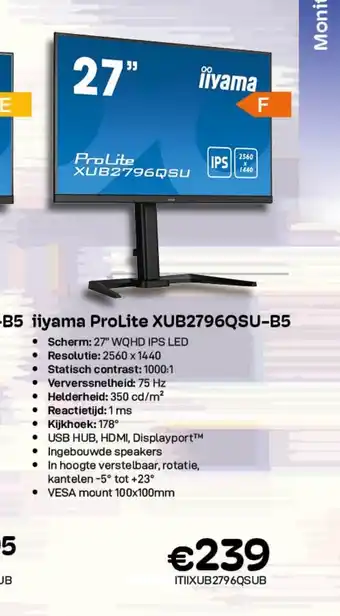CompuDeals iiyama ProLite XUB2493HS-B5 iiyama ProLite XUB2792HSU-B5 iiyama ProLite XUB2796QSU-B5 aanbieding