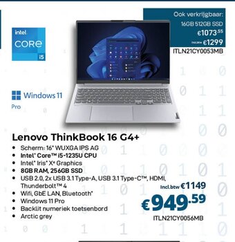 CompuDeals Lenovo ThinkBook 16 G4+ aanbieding