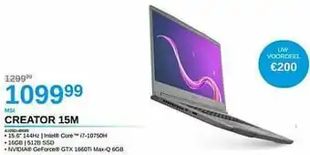 Msi creator 15m a10sd-405be