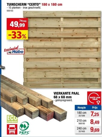 Hubo Tuinscherm “certo” 180 x 180 cm aanbieding