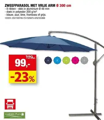 Hubo Zweefparasol met vrije arm ø 300 cm aanbieding