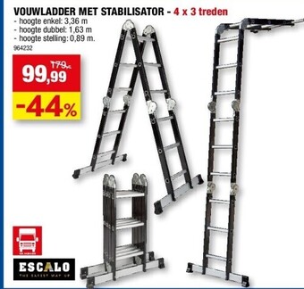 Hubo Vouwladder met stabilisator - 4 x 3 treden aanbieding