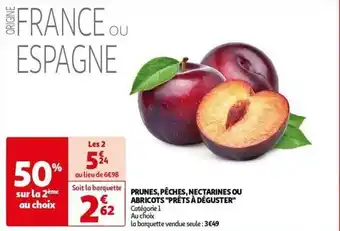 Auchan PRUNES, PÊCHES, NECTARINES OU ABRICOTS "PRÊTS À DÉGUSTER" aanbieding