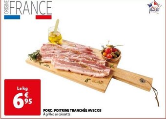 Auchan PORC: POITRINE TRANCHÉE AVEC OS aanbieding