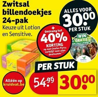 Kruidvat Zwitsal billendoekjes aanbieding