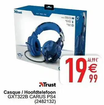 Cora Trust casque - hoofdtelefoon gxt322b carus ps4 aanbieding